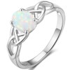925 Sterling Silver Celtic Knot Heart Shaped Fire Opal Wedding