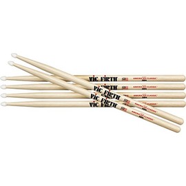 Vic Firth 3-Pair American Classic Hickory Drumsticks Nylon 5B