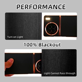 FEBSIXTH 100% Black Linen Blackout Curtains for Living Room,Black Out Curtains 96 Inches Long,Room Darkening Curtains for Bedroom,Long Curtains Double Layer Curtains,Bedroom Curtains,52 Wide,2 Panels