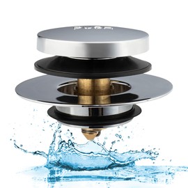 BlueStars Tip-Toe Bathtub Drain Stopper – Fits US Standard Sizes 1.40”-1.50” – 2-in-1 Drain Plug & Cover – Replaces Lift & Turn, Tip-Toe & Trip Lever Drains