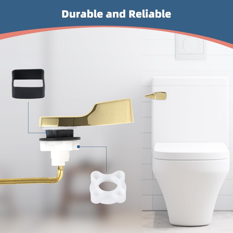 iFealClear Polished Gold Universal Toilet Handle Replacement, Front Mount Toilet
