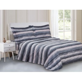 Violet Linen French Marble Pattern, Luxury Ultra Soft 200 Thread Count Cotton Percale, Blue, Full, 6 Piece Duvet Set, Bedding Duvet Cover Set for Two Beds