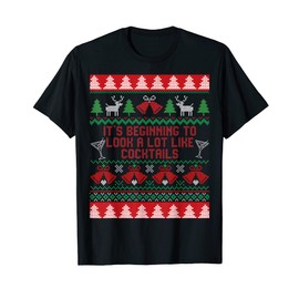 Funny Drinking Outfit Holiday Cocktail Ugly Christmas T-Shirt