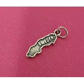 P Sterling Silver Country Map Sweden Travel Tour Charm Pendant 925 USA New