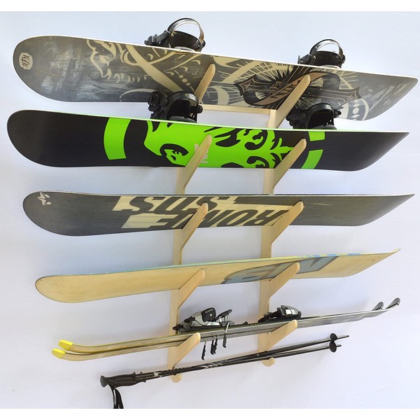 Snowboard Ski Hanging Wall Rack -- Holds 5 Boards