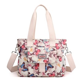 Forrica Women's Handbag, Tote Bag, Large Capacity, Shoulder Bag, Waterproof, Crossbody Bag, Crossbody Pouch, Multiple Pockets, Flower B