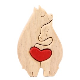 Wooden Bears Puzzle Mother and Child Bear Set Unique Exquisite Wooden Puzzle Decorative Piece for Home