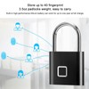 Door Lock Security Keyless USB Rechargeable Fingerprint Smart Padlock Black