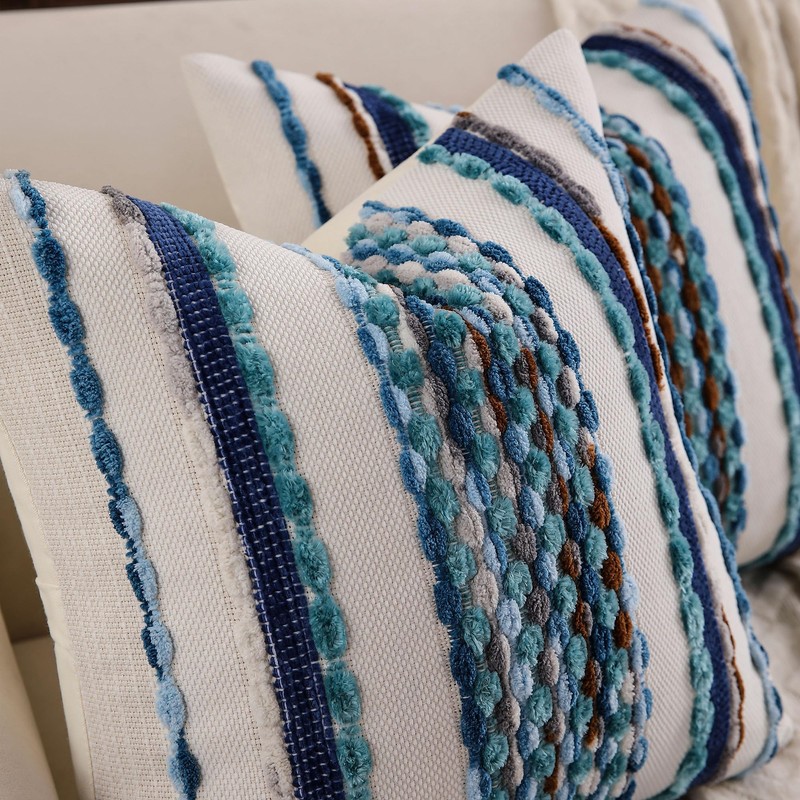 KOOLIFE Boho Striped Throw Pillow Covers 18x18 Inch Set of