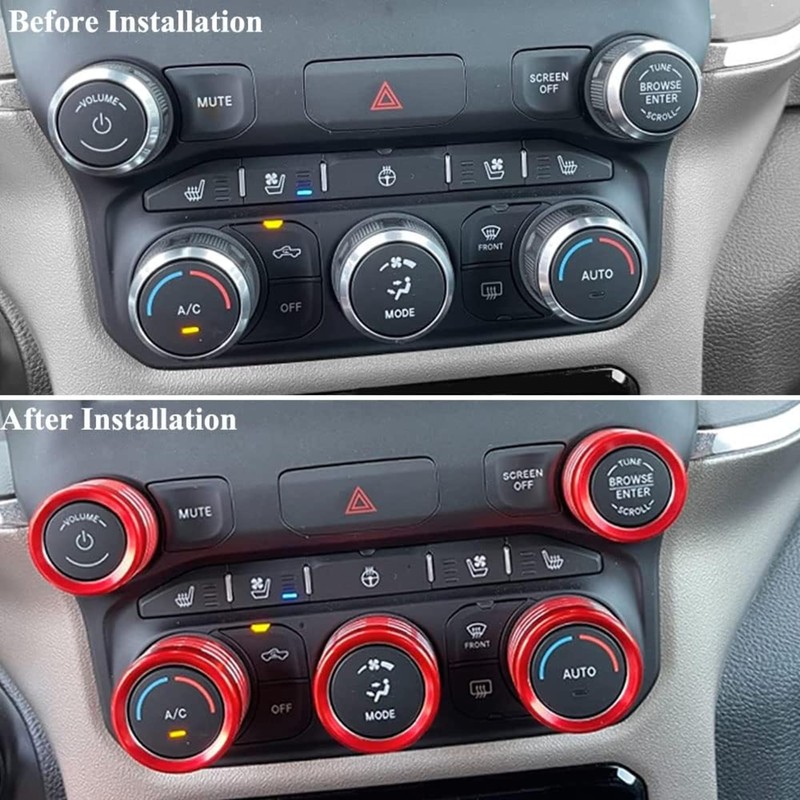 AuTK AC Radio Knob Cover for Dodge Ram 2019 2020
