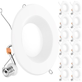 Sunco 12 Pack 6 Inch LED Recessed Light, Retrofit Downlight Can Lights for Ceiling, Baffle Trim, 1050 LM, 13W (75W Equivalent), 5000K Daylight, Dimmable, Damp Rated UL.