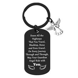 RFTWXHPN New Driver Gifts Keychains for Teen Boys Girls Down All the Highways That You Travel Keychain for Daughter Husband Driving License Gift Drive Safe Key Chain Gift for Son Wife