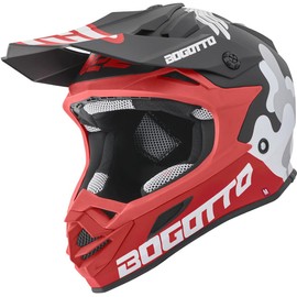 Bogotto V328 Camo Fiberglass Motocross Helmet, Black/White/Red, XL