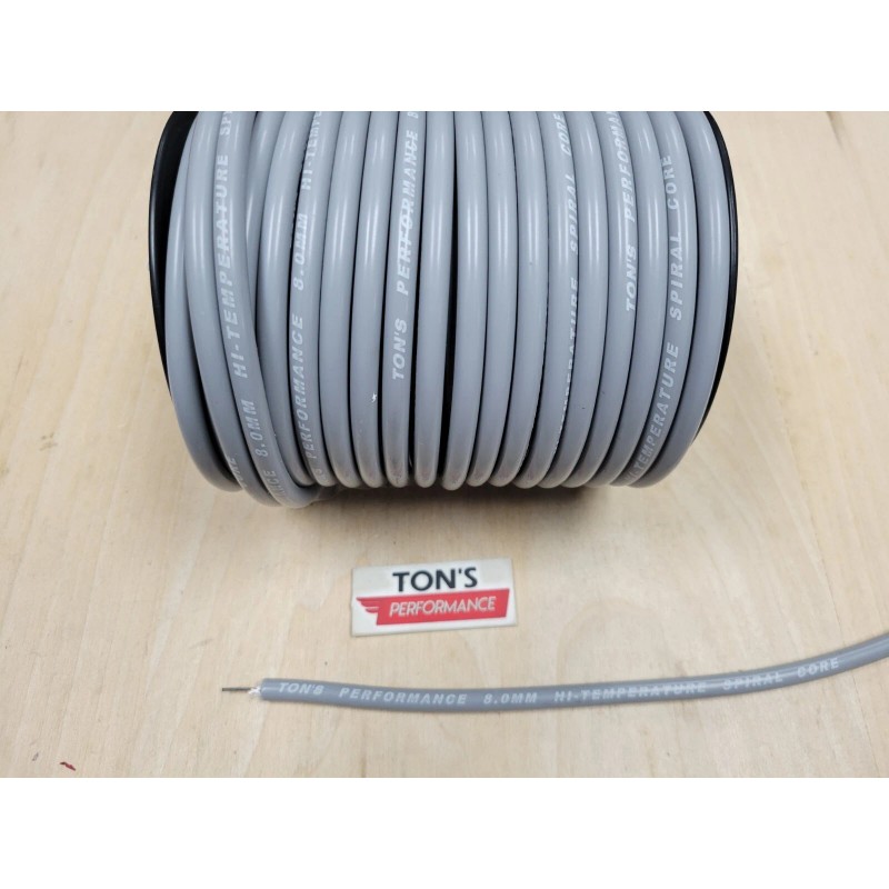Ton's Performance 8mm Gray silicone Spiral Core Spark plug wire
