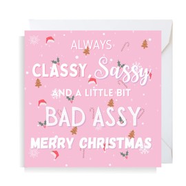 Second Ave Funny Classy Sassy Girl Square Christmas Xmas Holiday Festive Greetings Card
