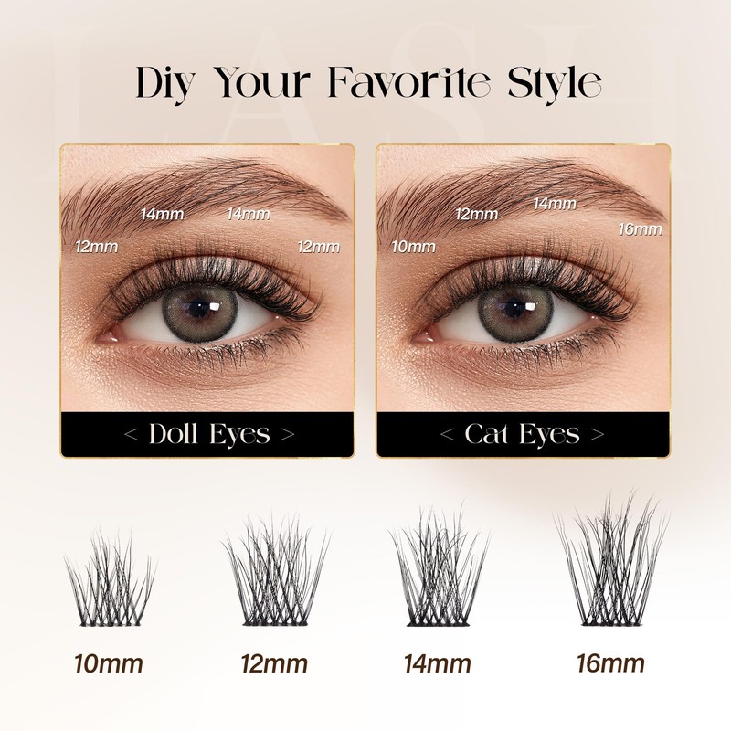 BEFER Lash Clusters, 144 Pcs 3D Curl Eyelash Clusters Volume