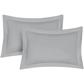 Pillow Shams 2 Pack Oxford Pillowcases, 100% Poly-Cotton Ultra Soft Premium Quality Bedroom Pillow Case Cover - Decorative Standard Pillow Covers 50x75cm (Silver)