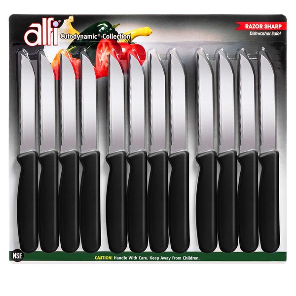 Alfi All-purpose Knives Aerospace Precision Pointed-tip - Made in USA (Classic Black, 12 pack)