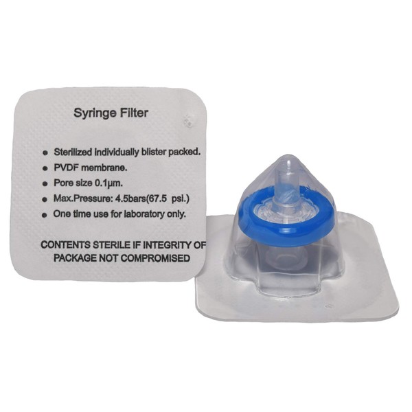 Advangene 0.1 micron 13mm syringe filter Sterile PVDF (75/pk)