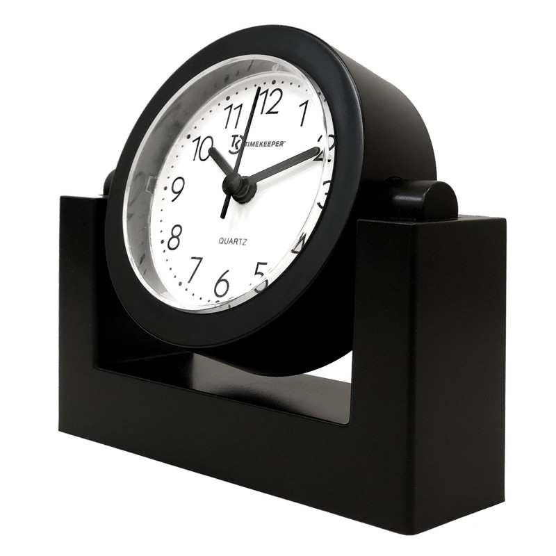 Timekeeper Small Desktop Swivel Clock for Desk, Battery Operated, 6.75"