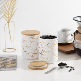 INSPIRASET- Coffee Canister, Ceramic Container with Lid - Perfect Coffee Container and Kitchen Canisters for Countertop - Elegant and Practical Gift