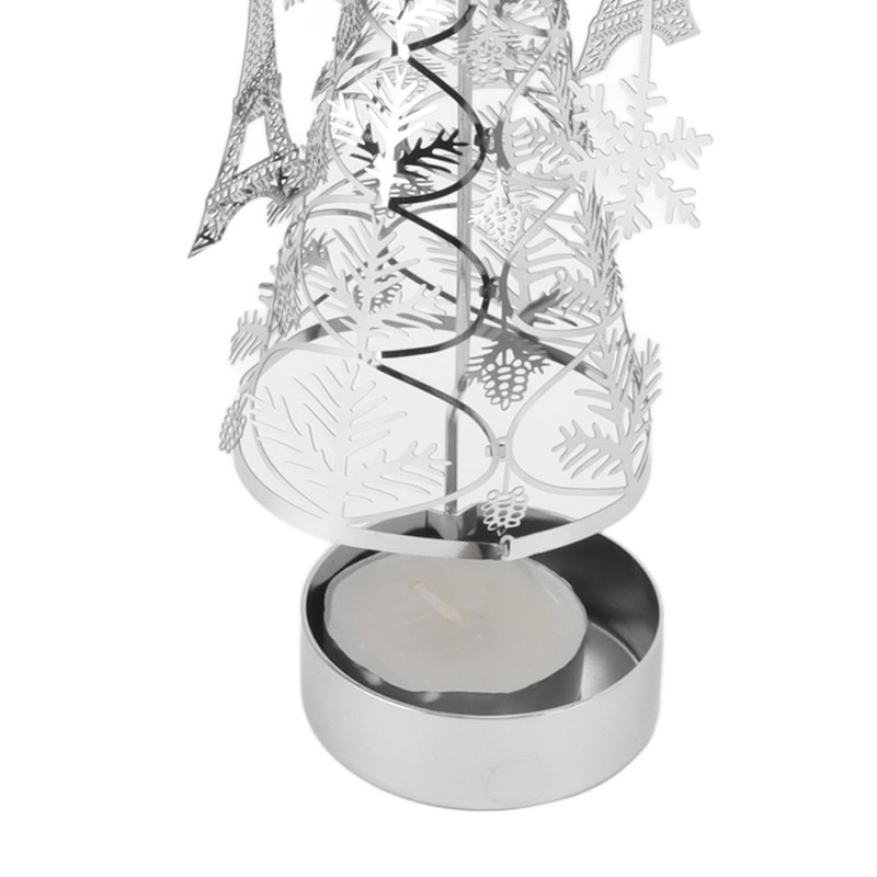 Christmas Tree Carousel Spinning Candle Holder Stainless Steel Rotary Tree