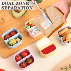 BIEOFFEI Double Compartment Condiment Containers with Lids, Wheat Straw PP Material, 2025 New Reusable Salad Dressing Containers with Lids, 4 oz Small Sauce Cups for Lunch (Multicolor 24 PCS)