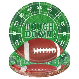 24 Pack Touchdown Football Plates Sets - Rugby Theme Party Supplies, 7 inch Disposable Party Dinner Dessert Paper Plate Tableware for Tailgate Football Birthday Game day Party Decorations Table Decor