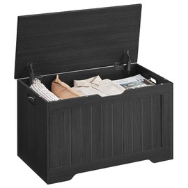 VASAGLE Storage Chest, 29.9 Inches Width Storage Bench, Entryway Bench with 2 Safety Hinges, Shoe Bench, Farmhouse Style, for Entryway, Bedroom, Living Room, Charcoal Gray ULHS011B02