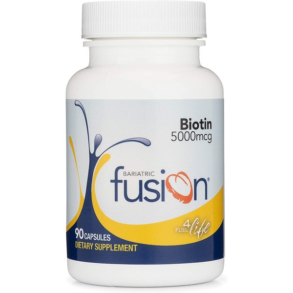 Bariatric Fusion Biotin 5000mcg Vitamin, Small & Easy to Swallow Capsules, Nutritional Supplement - 90 Count, 3 Month Supply