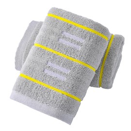 YiLUOMO Grey Hand Towels Yellow Striped Design Super Soft 100% Terry Cotton Highly Absorbent Decorative Hand Towel for Bathroom (13 x 29 Inch, 2 Pieces)