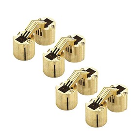 SUPERTOOL Stainless Steel Hinges, 16mm, Brass, 180 Degree, Barrel Shape, Concealed Hinges for Wooden Box, Door, Cabinet, Worktop (4Pcs)
