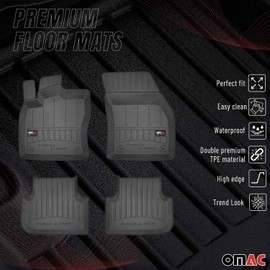 OMAC Premium Floor Mats for VW Tiguan 2018-2024 Car Mats All Weather 3D Custom Fit Rubber Mat Waterproof Odorless TPE Floor Liners Laser Measured Non-Slip (Black)
