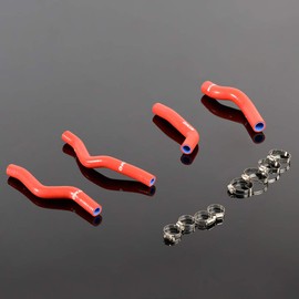 PIT66 Silicone Radiator Hose Kit,Compatible with Honda CRM250R 1994 1995 1996 Red with Clamps