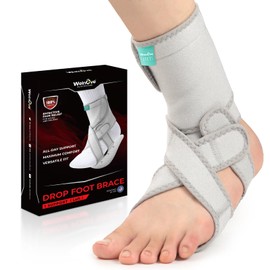 Welnove Drop Foot Brace with Arch Support, AFO Ankle Brace for Walking, Relieves Instability of Lower Limbs by Foot Drop, MS, TBI, Spinal Cord Injury, Cerebral Palsy (2 Pack, Left & Right, Grey)