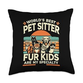 Best Pet Sitting Award Doggie Daycare Pet Owner Throw Pillow