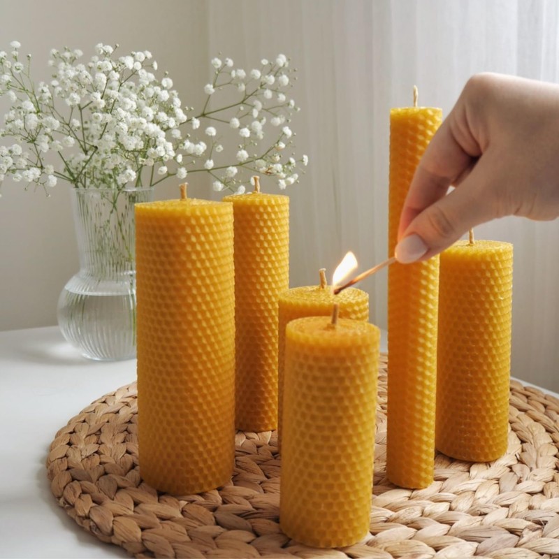 8 Set Kerzen aus Bienenwachs| Honigkerzen| Stumpenkerzen| Bienwachskerzen| Bienenwachs kerze|Geschenke