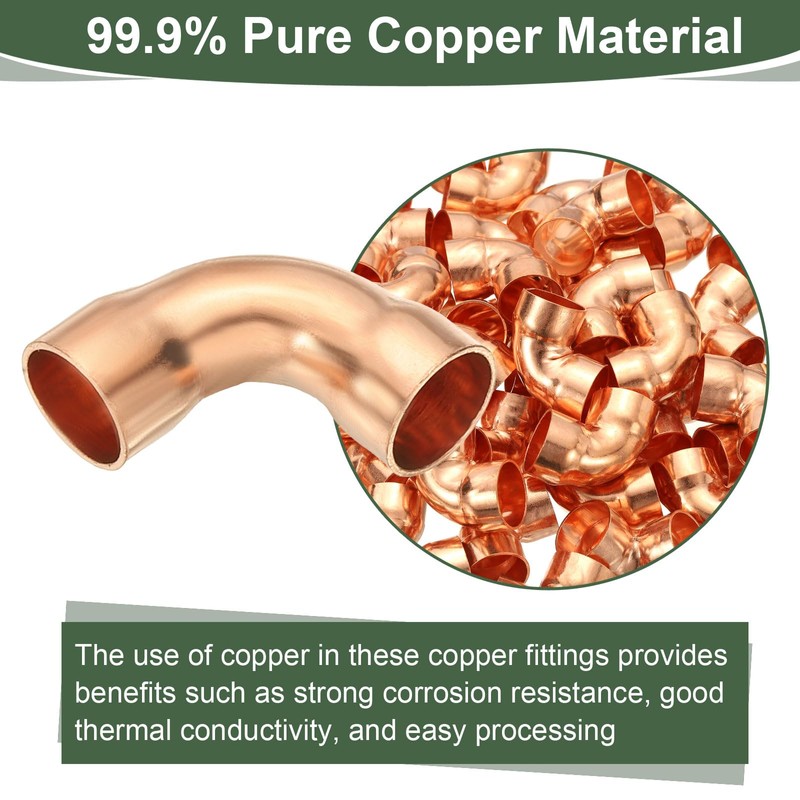 YOKIVE 5 Pcs Elbow Copper Fitting, 90 Degree Copper Pipe
