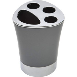 EVIDECO French Home Goods 6318N180 Moderner Zahnbürsten-und Zahnpasta-Halter mit Chromsockel, grau, 3.15 L x 3.15 W x 4.05 H