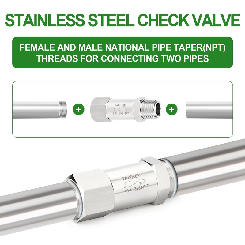 TAISHER 1PCS 304 Stainless Steel 3/8" NPT Male x 3/8"