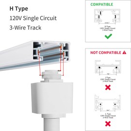 mirrea H Type Track Lighting Head to E26 Medium Screw Base Adapter Light Direction Adjustable Pack of 6 (White)
