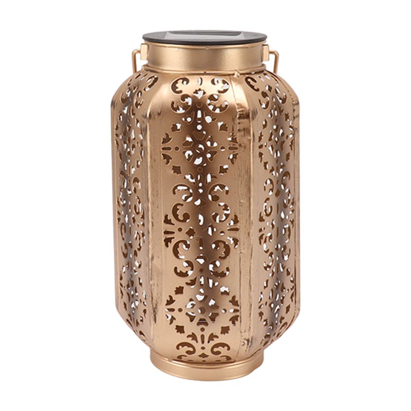 LED Solar Lantern Waterproof Hanging Metal Lamps Small Hexagonal Lantern