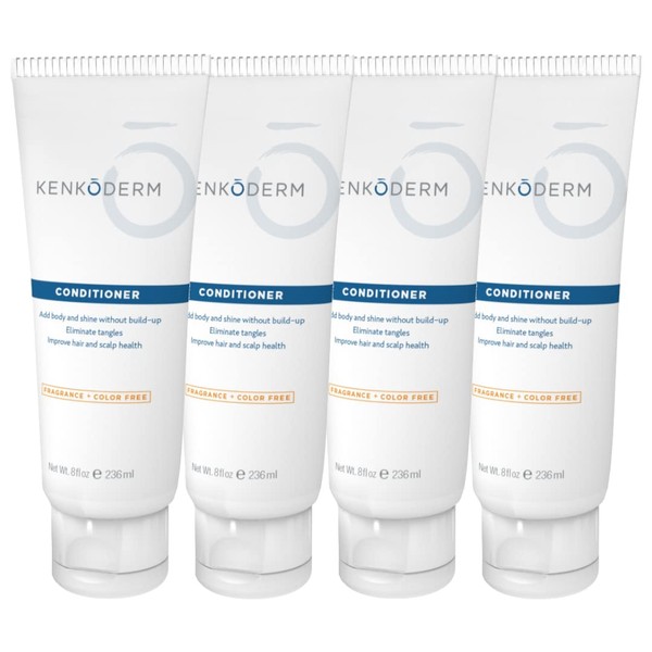 Kenkoderm Conditioner for Sensitive Hair and Skin - 8 oz | 4 Tubes | Dermatologist Developed | Fragrance + Color Free