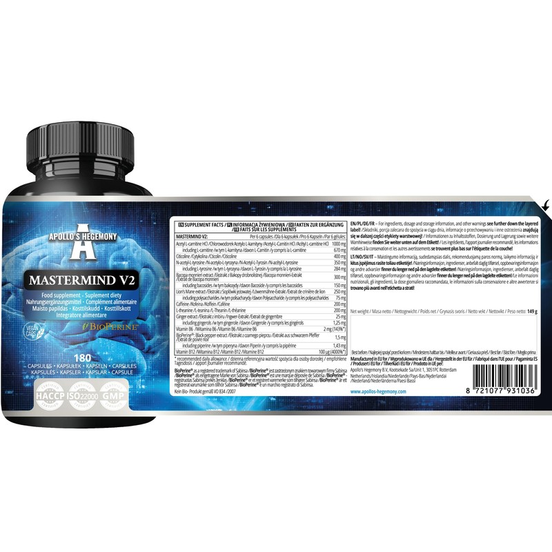 Mastermind v2 180 Capsules - For Advanced Mental Performance -
