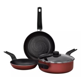 Ekco Batería De Cocina De Aluminio 4 Pzas Ekco Evolution Gruesa! Color Rojo