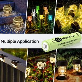 JiajaX AAA 1.2v Ni-MH Rechargeable Batteries, Triple A 600mAh 1.2V Low Self-Discharge Solar Battery for Outdoor Solar Lights, Solar String Light (AAA 600mAh -12pack)