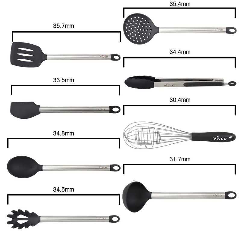 Vivco Kitchen 8 Piece Kitchen Utencil Set - Grey