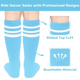 Light Blue Youth Soccer Socks Kids 6-8 Girls Soccer Socks 6-8 Years Old Youth Softball Sock Kids Baseball Sock Boys 8-12