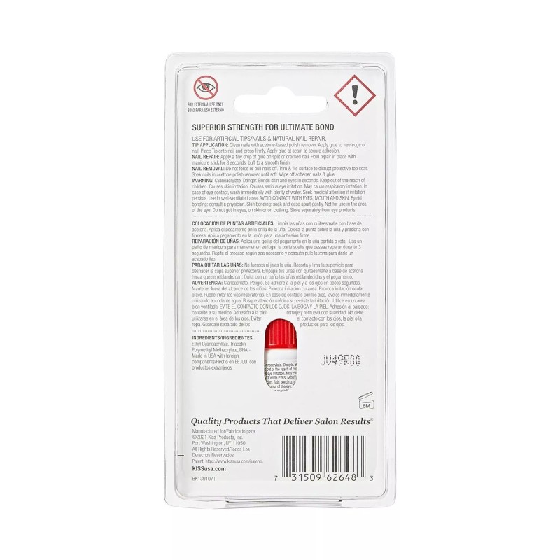 KISS PowerFlex Maximum Speed Nail Glue for Press On Nails,3g/0.10