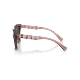 A|X ARMANI EXCHANGE Women's AX4148SU Universal Fit Round Sunglasses, Shiny Transparent Burgundy/Dark Grey, 56 mm